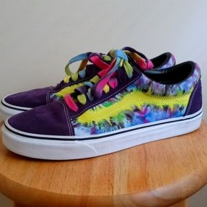 Purple Vans tennis shoes with tye-dye